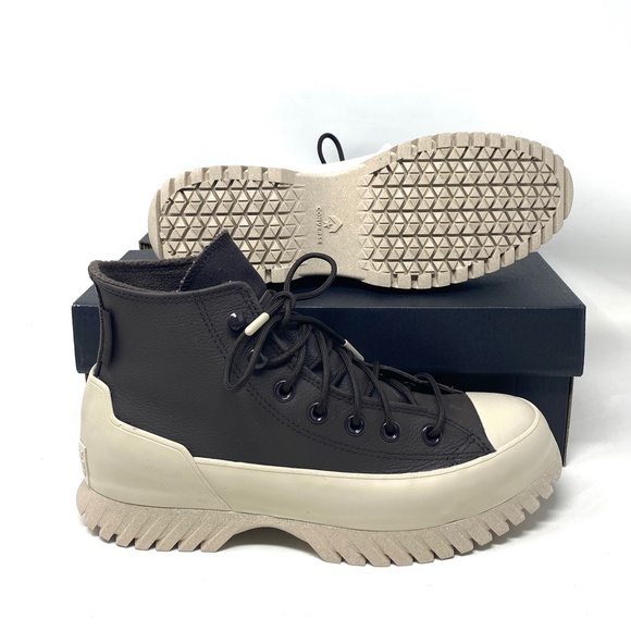 Converse Chuck Taylor Lugged 2.0 High Top Women's Brown Leather Sneakers A00911C - Picture 8 of 10